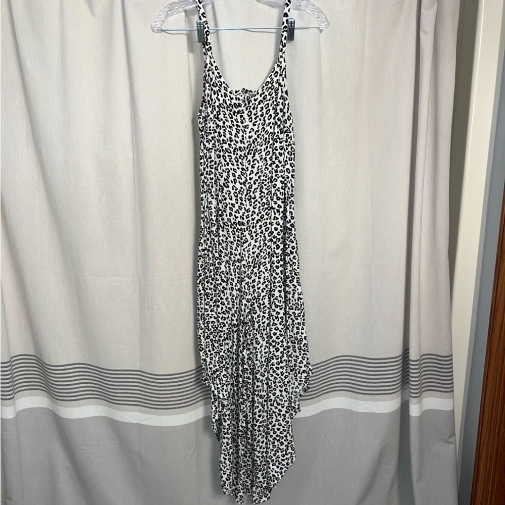 MSK White, Black, & Yellow Leopard Print Wide Leg Jumpsuit Size Small